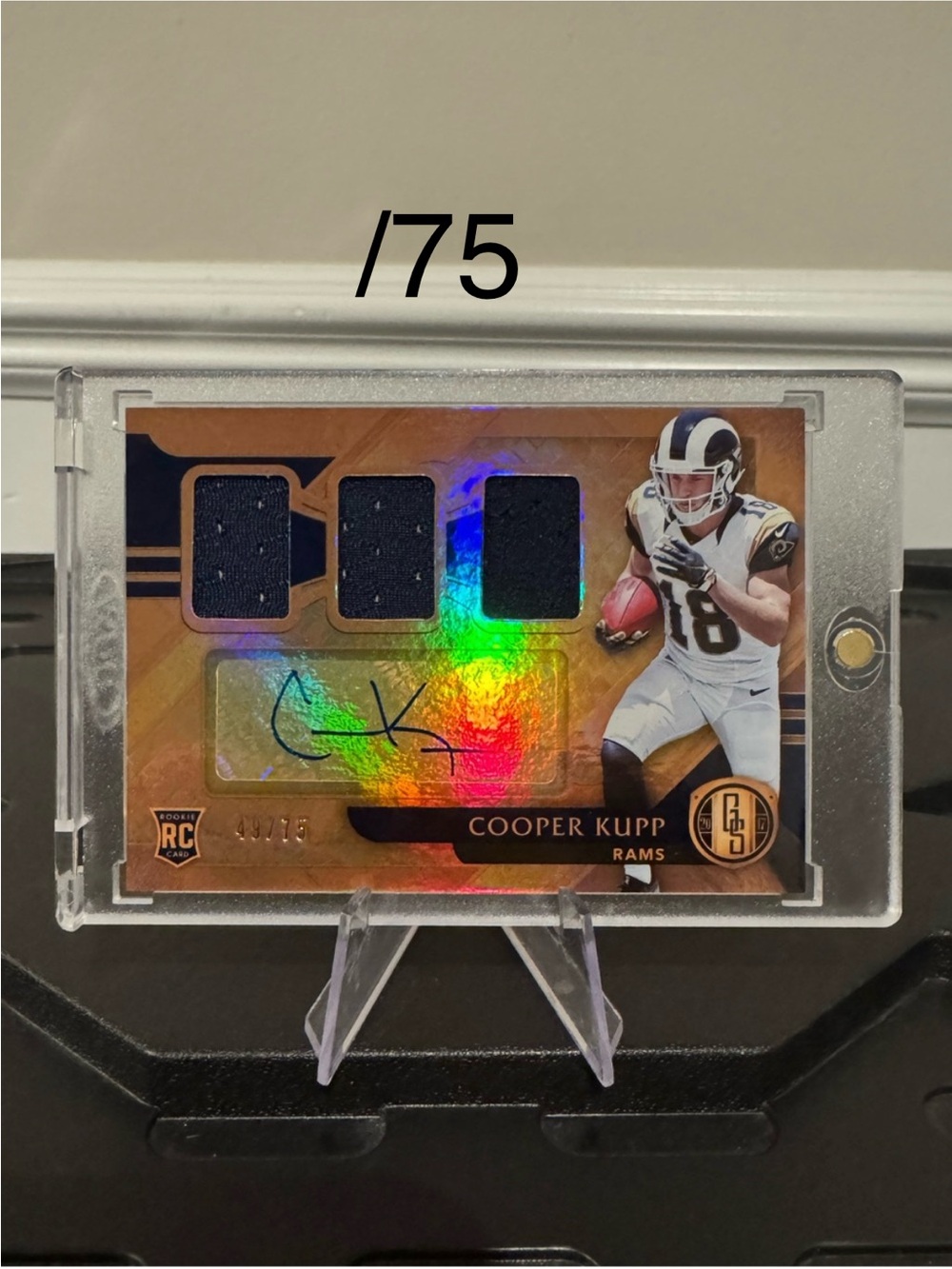 🔥 2017 Cooper Kupp Panini Gold Standard Autograph /75 Game Worn Rookie Patch